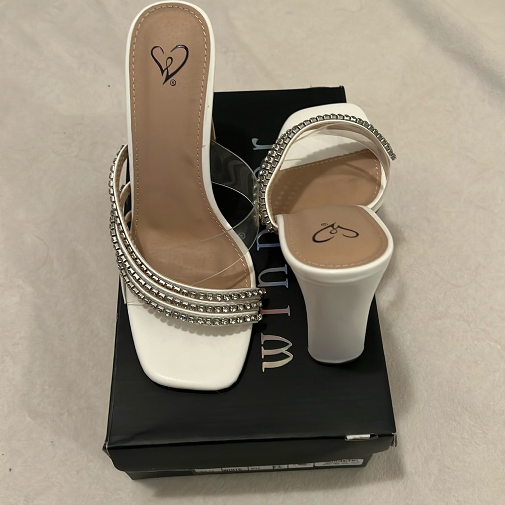 Windsor RHINESTONE white heels